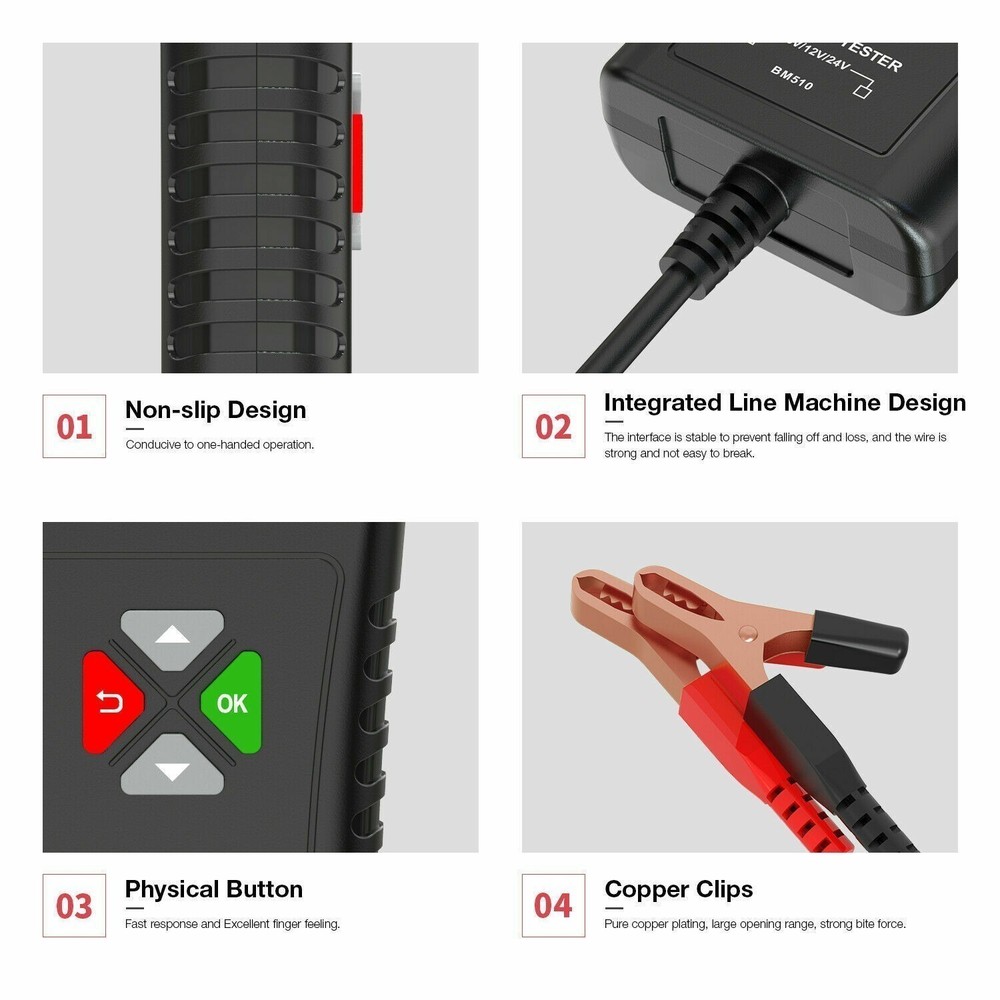 12V Battery Diagnostic Tester Cranking Start 100-2000CCA Analyzer