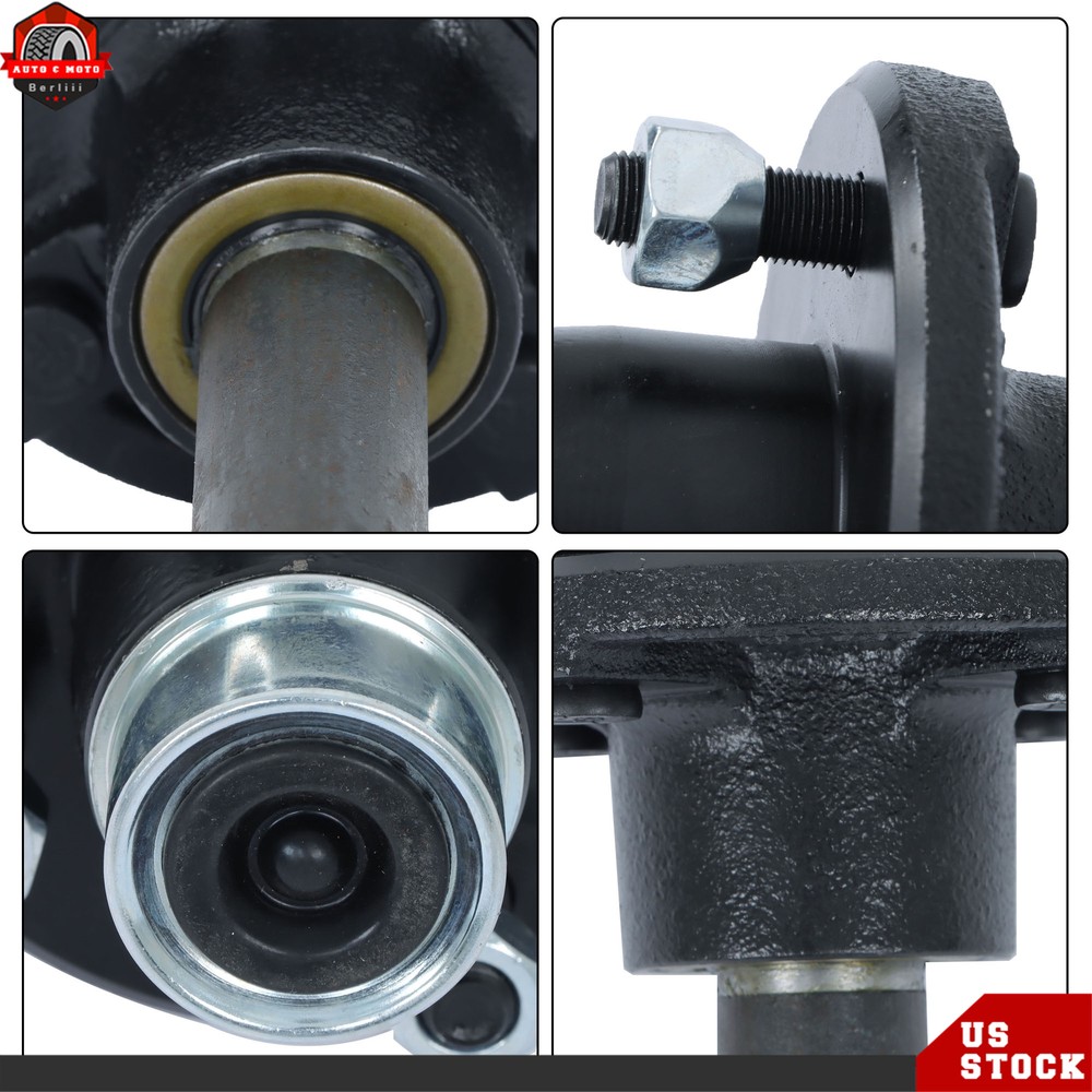 4 Sets Pre-Assembled Hub & Round BT8 Spindle Pre-Greased 4 on 4" Bolt Idler 1"