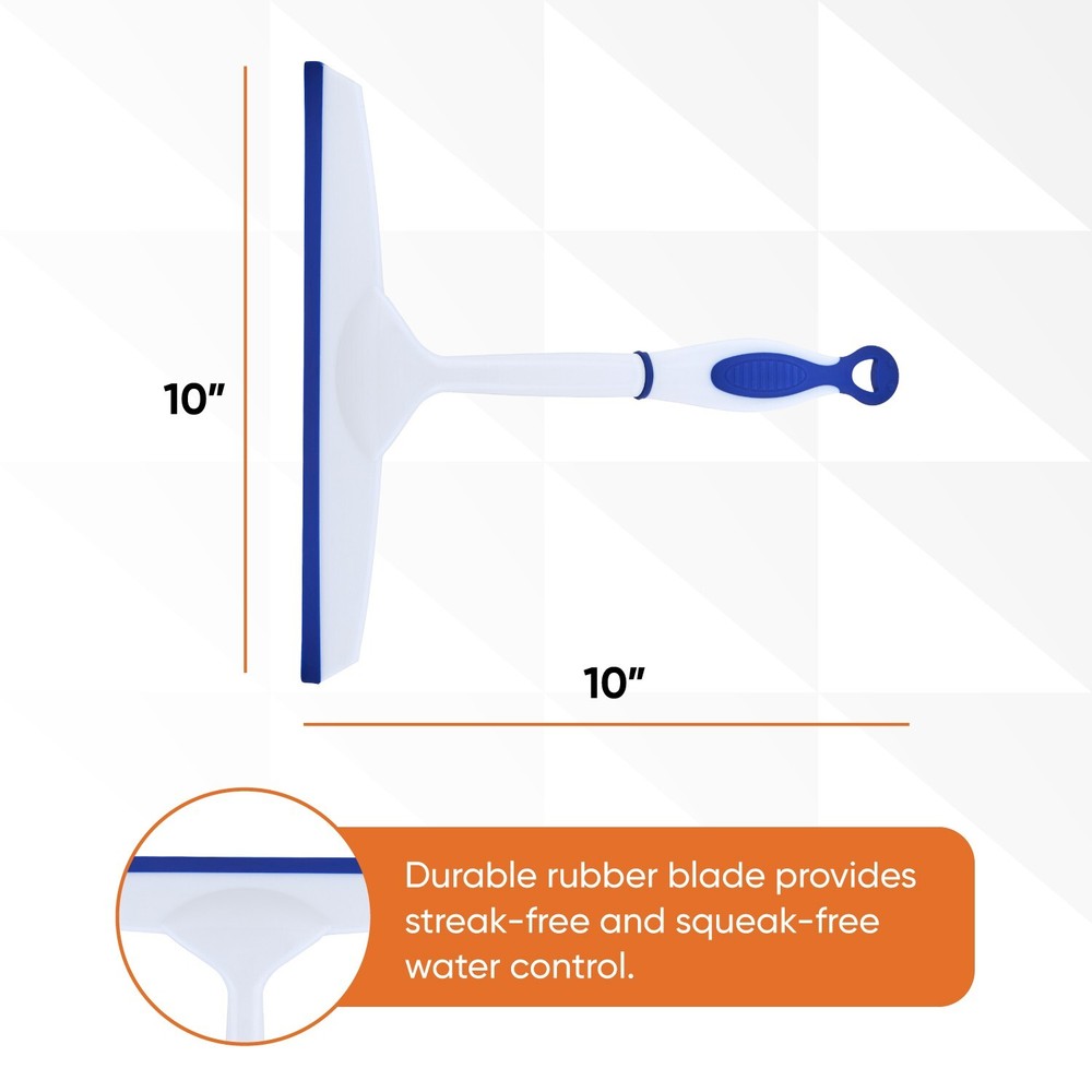 Superio 10" Window Rubber Squeegee with Hanging Loop, Blue