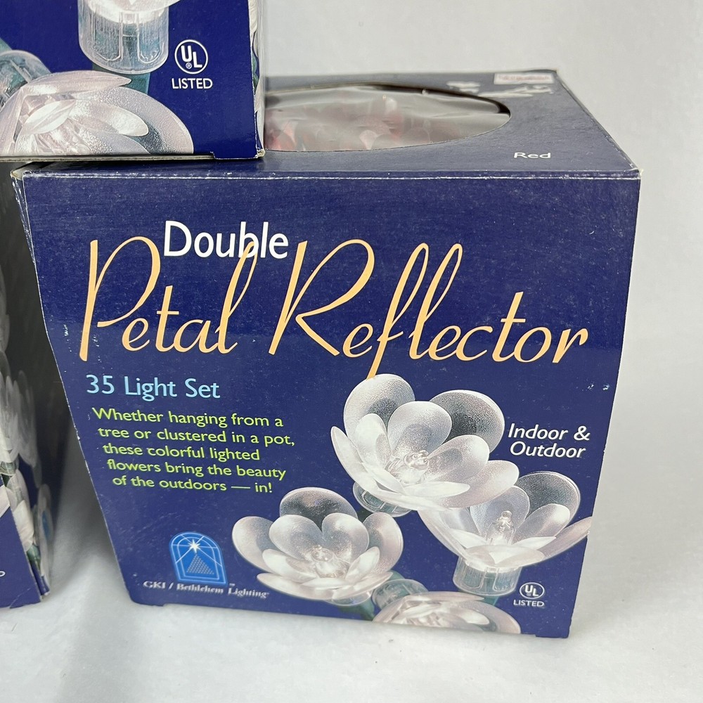 3 Bethlehem Lighting Double Petal Reflector 35 String Light Sets Red Floral