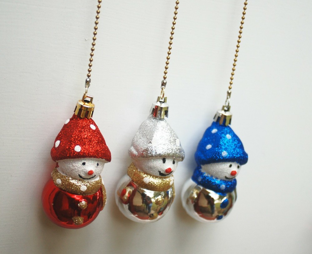 Snowman Ceiling fan chain pulls Red, Silver or Blue