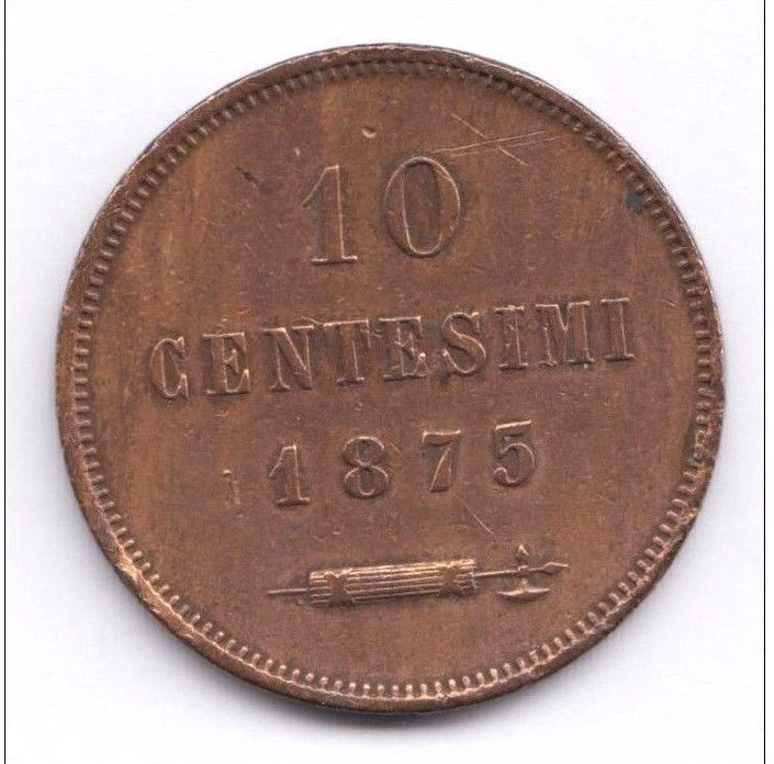 SAN MARINO 10 Centesimi 1875 KM2
