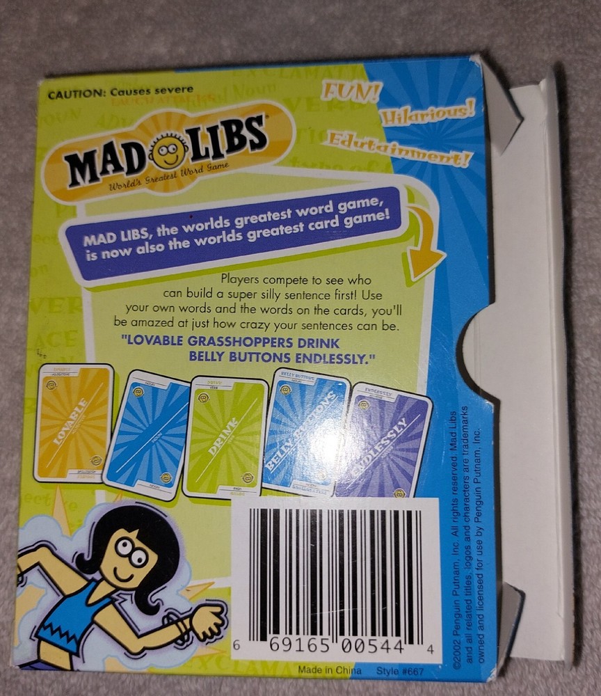 2002 Mad Libs Card Game New in Shrinkwrap