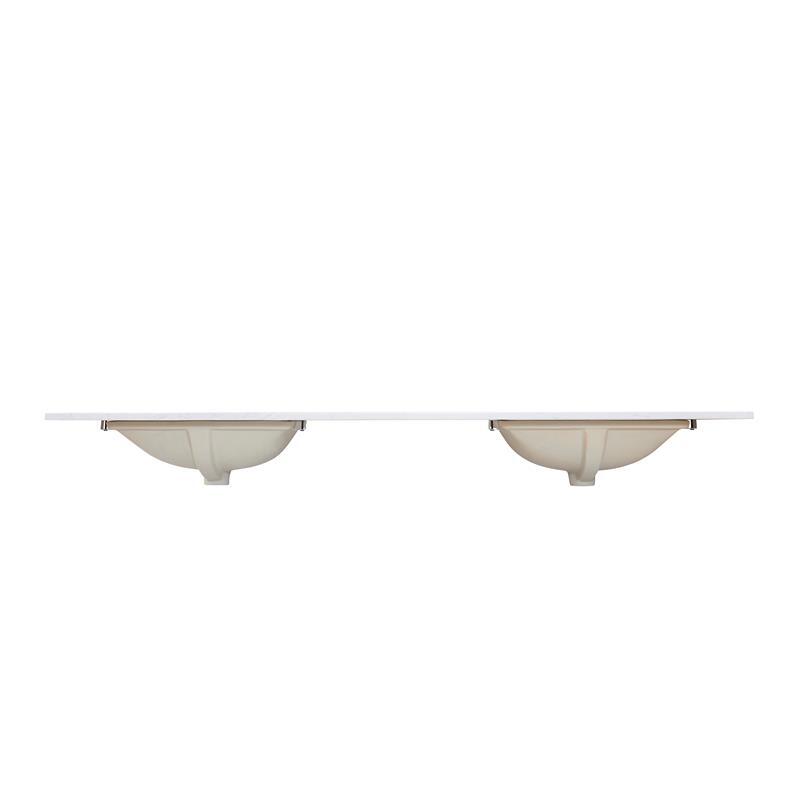 73 in. Composite Stone Double Basin Vanity Top in White with White Basins