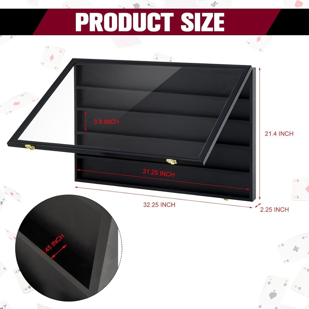 Playing Card Display Case Frame Holds 60 Decks Trading Card Show Display Case...