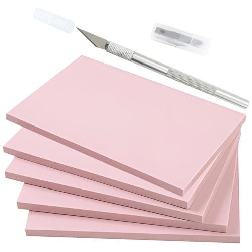 5 Pack Rectangular Rubber Stamp Carving 4x6 Linoleum Blocks for Printmaking
