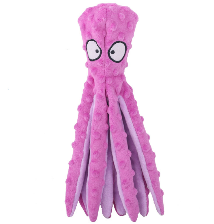 4 Pack Dog Squeaky Octopus Crinkle Plush No Stuffing Puzzle Interactive Chew