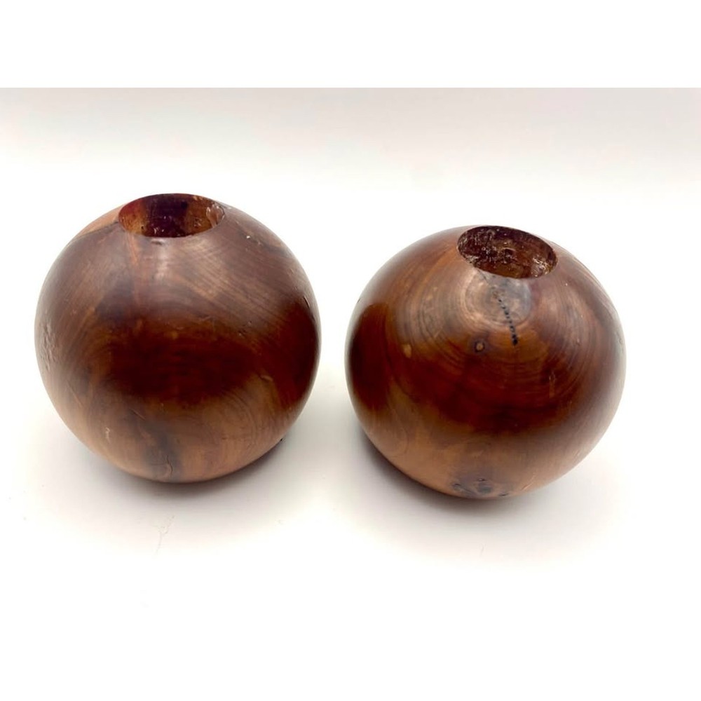 Solid Wood Ball Candle Holders