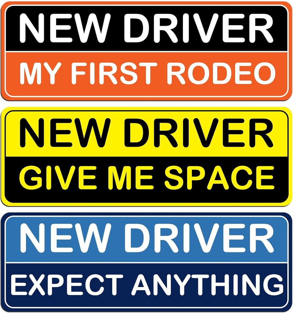 3Pcs Magnetic Student Driver Stickers, Custom Theme, Plastic Material, Metal Sur