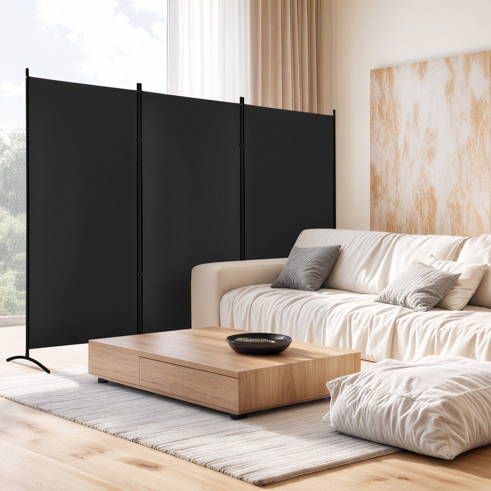 3 Panel Folding Partition Privacy Screens Freestanding Fabric Room Panel Black