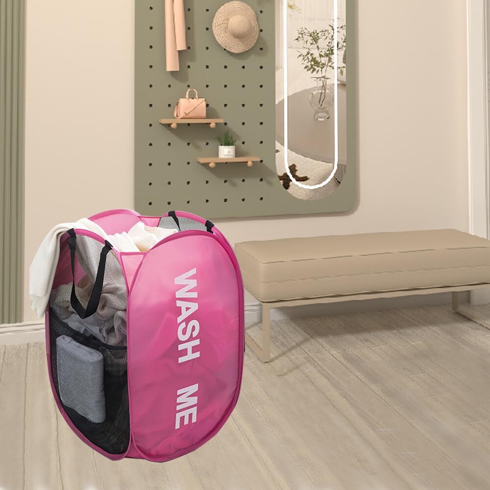 Pop Up Laundry Baskets 2 Pack Mesh Laundry Hampers with Handles Collapsible C...