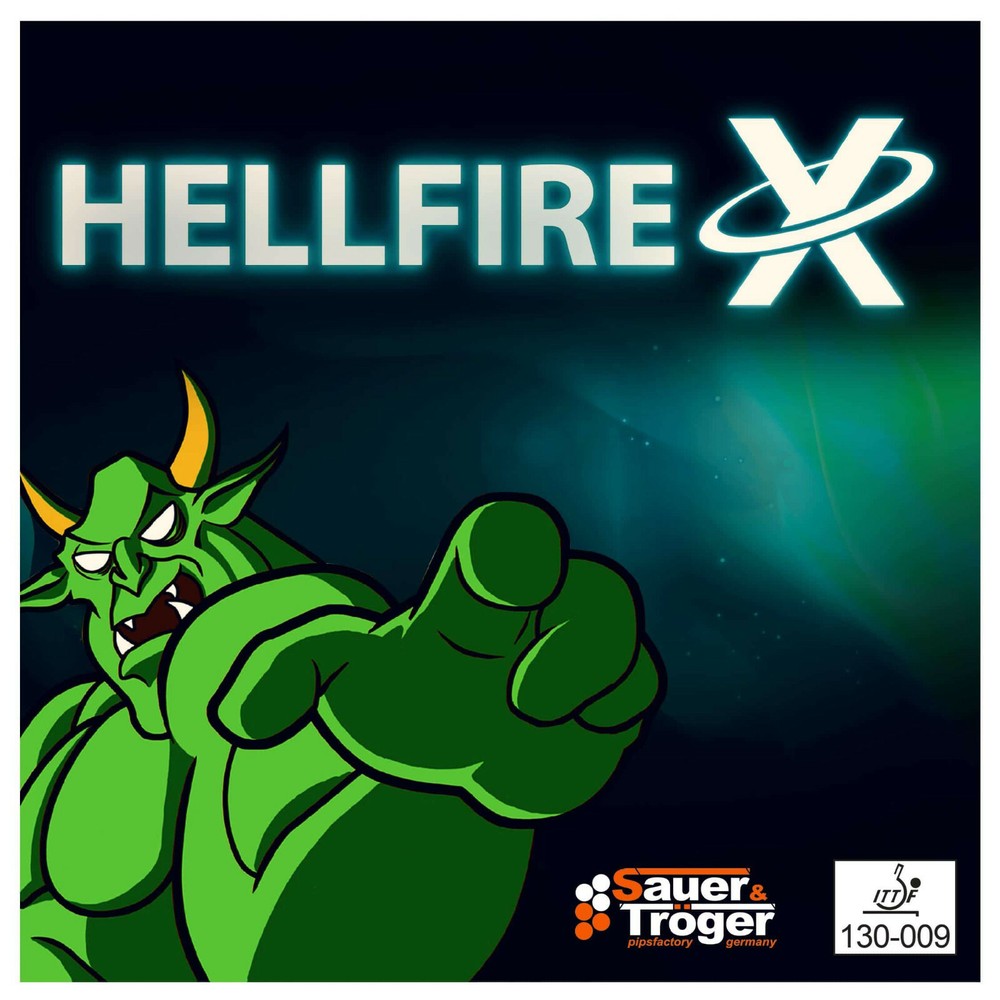Sauer & Tröger Hellfire X Table Tennis Long Pips (Smooth, Slow) Blue OX