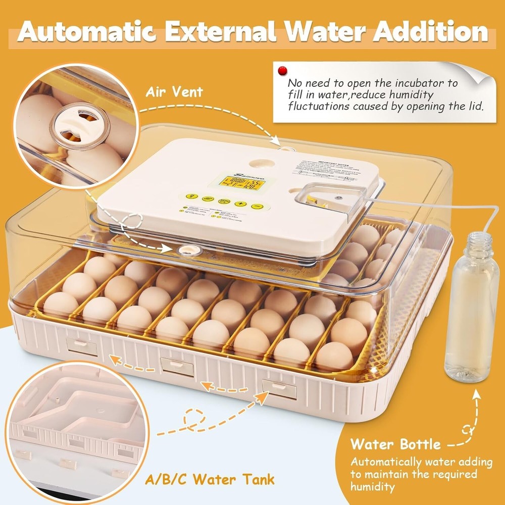56 Egg Incubator for Hatching Eggs w/Automatic Egg Turner Temperature Display