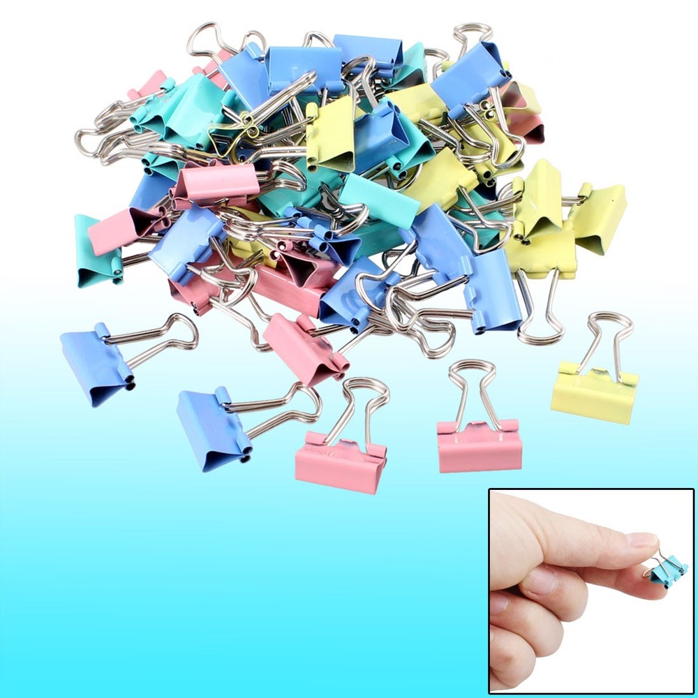 Metal   Office Assorted Color Paper Document Binder Clips 60pcs Colorful