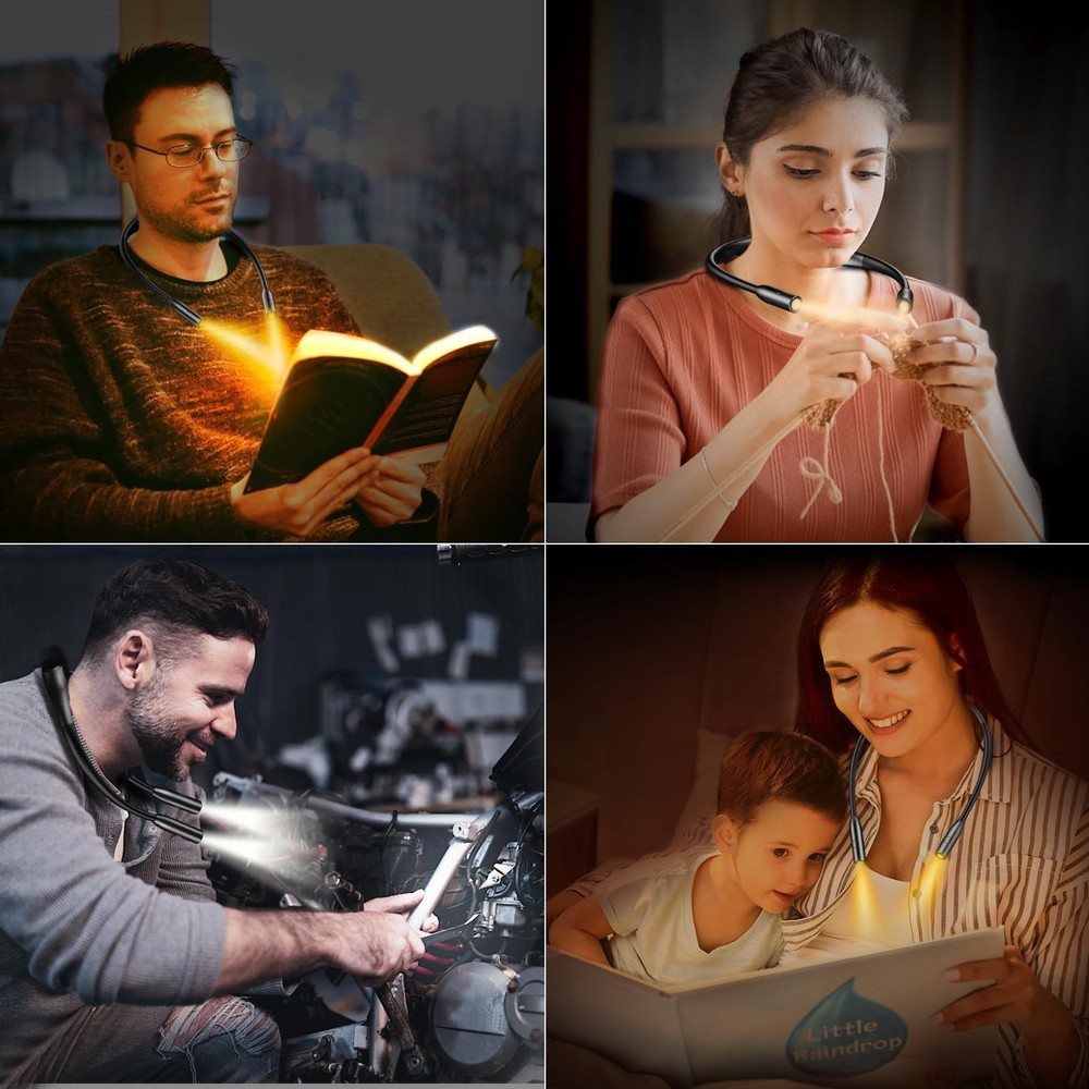 LED Neck Reading Light,Book Light for Reading in Bed-Eye Caring 3 Colors, Dim...