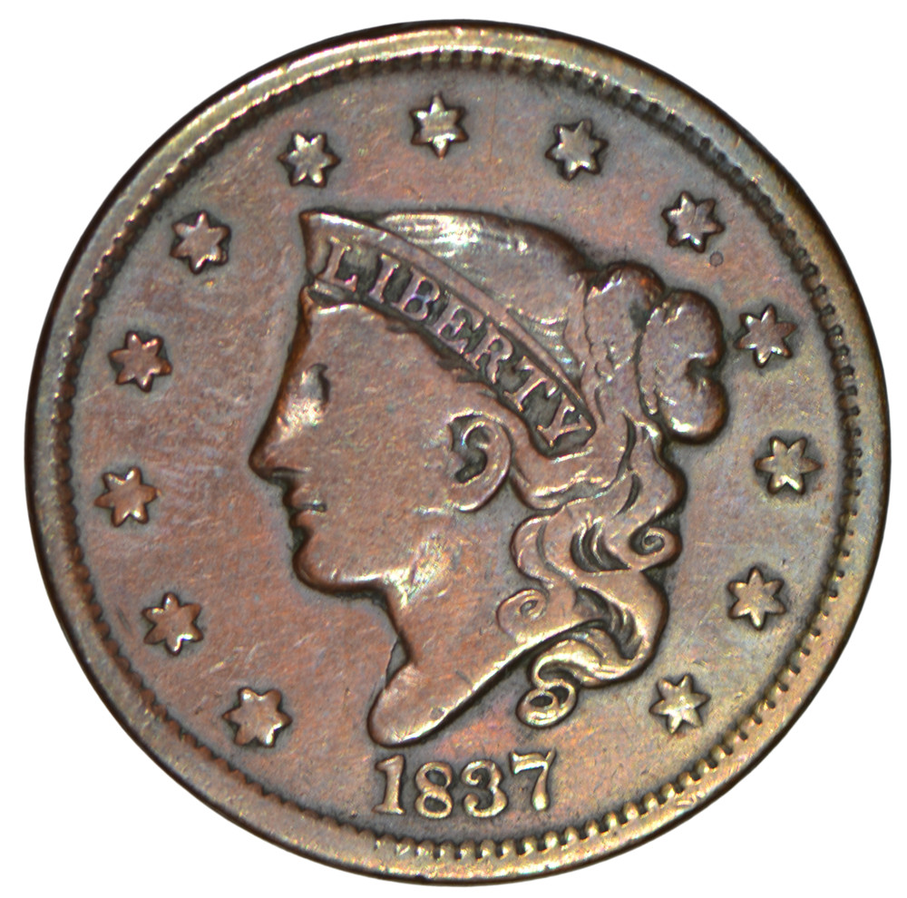 1837 Coronet Head Large Cent - Small Letters ~ VG Details