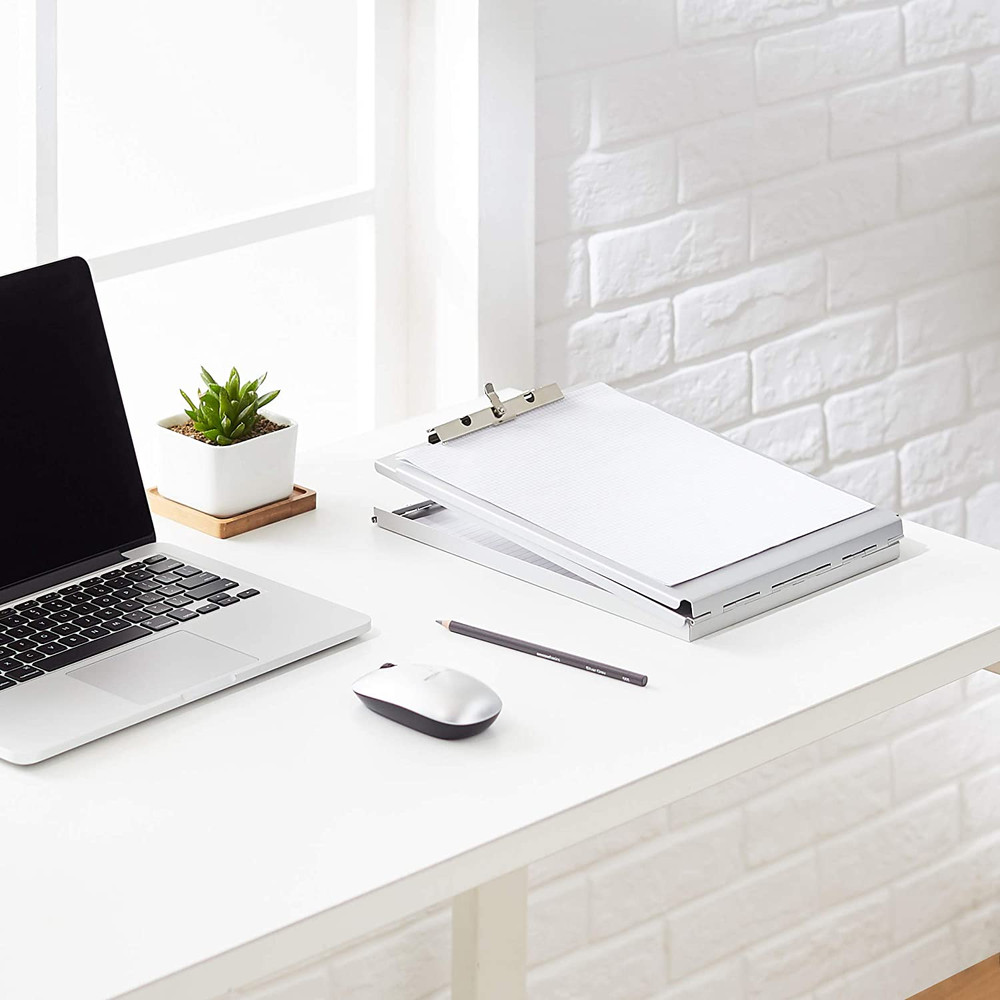Aluminum Form Holder Storage Clipboard, 12.5" X 9" Silver