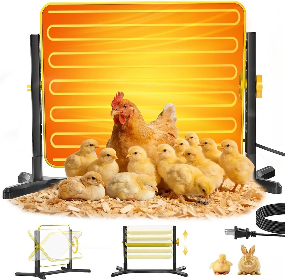 Chick Brooder Heater Plate Adjustable Height Thermostat Chicken Coop Heat Panel