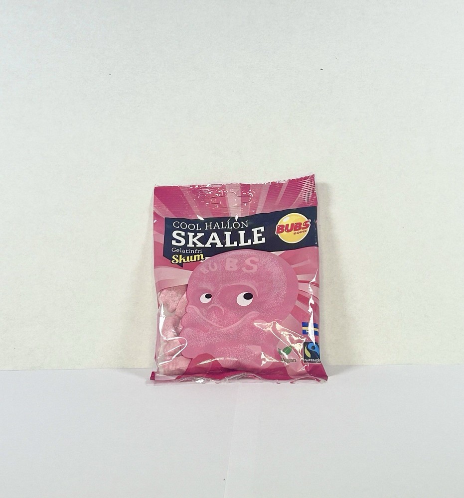 Bubs Cool Raspberry Skulls 90gr Bag Vegan Authentic Swedish Imported Candy