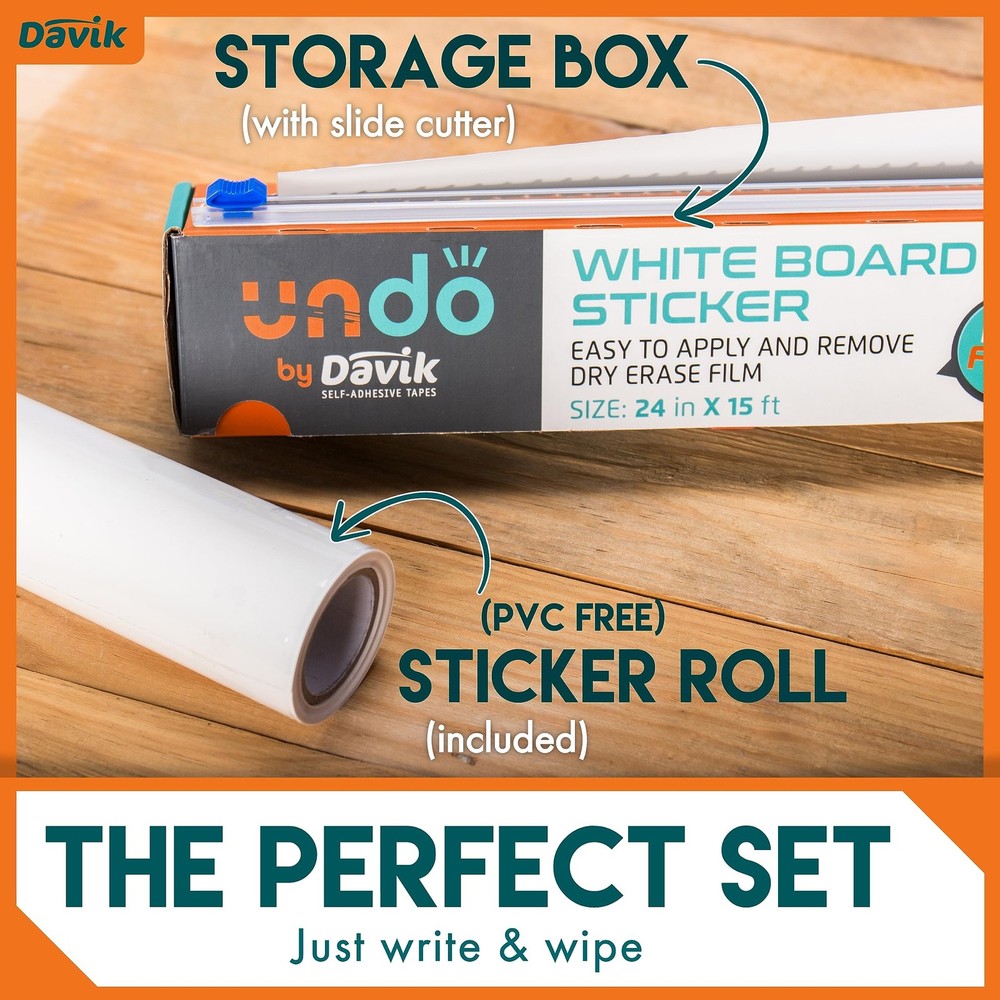 Davik - Multi-Purpose, Easy Cut and Setup Whiteboard Sticker - Customizable P...