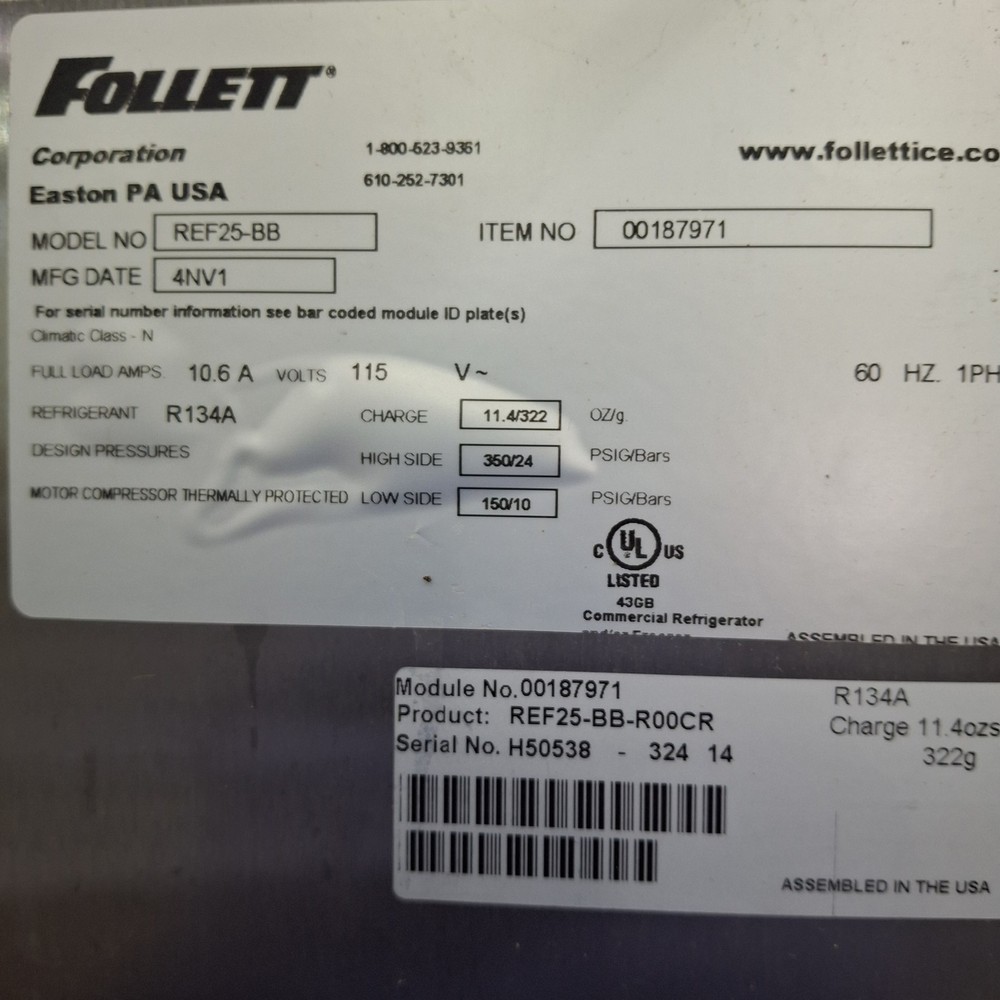 Follett Corp REF25 Upright Pharmacy Refrigerator