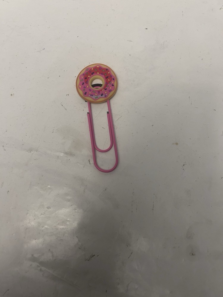 large pink donut paper clip oversized