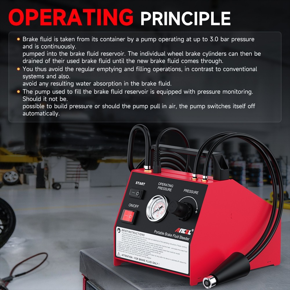 ANCEL BR2000 Brake Fluid Bleeder One-Click Exchange Machine Adjustable Pressure