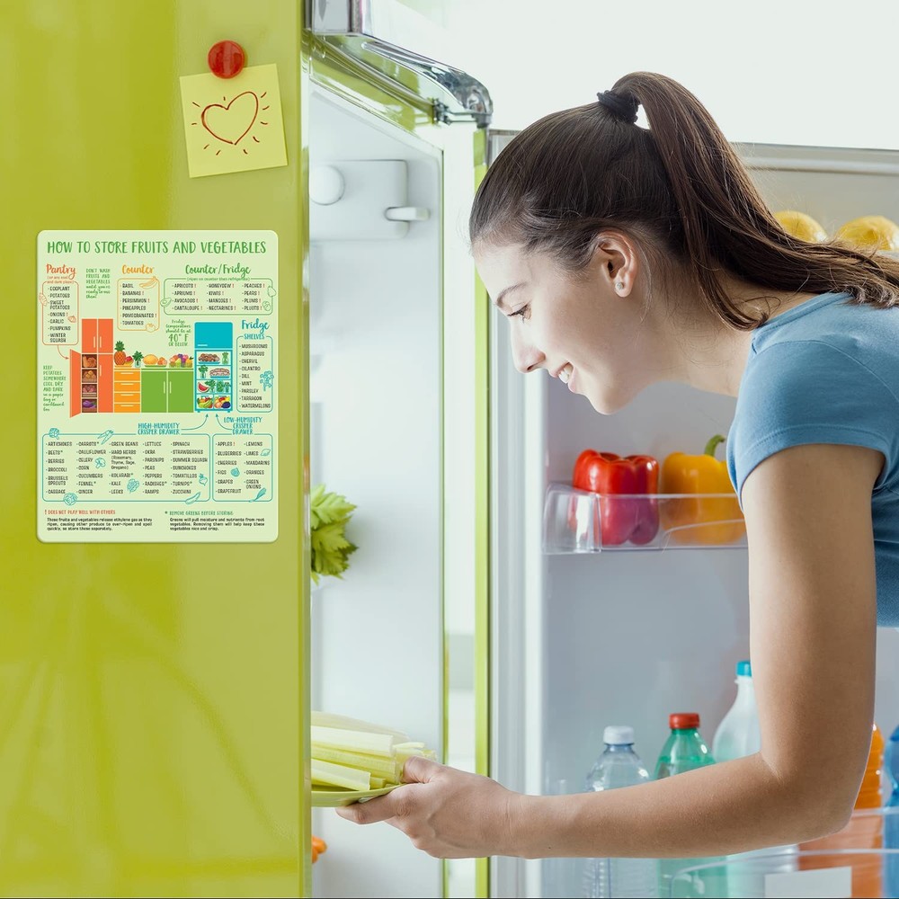 Produce Storage Guide Magnet - Fruit & Vegetable Storage Magnetic Chart - The...