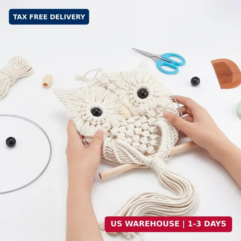 FREEBLOSS Macrame Owl Kit for Beginners Macrame Wall Hanging Kit DIY Macrame Kit