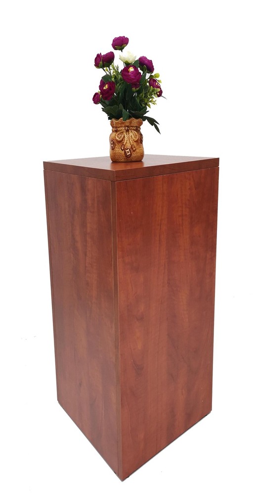 Returned item 36" Pale Walnut Cube Pedestal Display Stand Easy assembly required