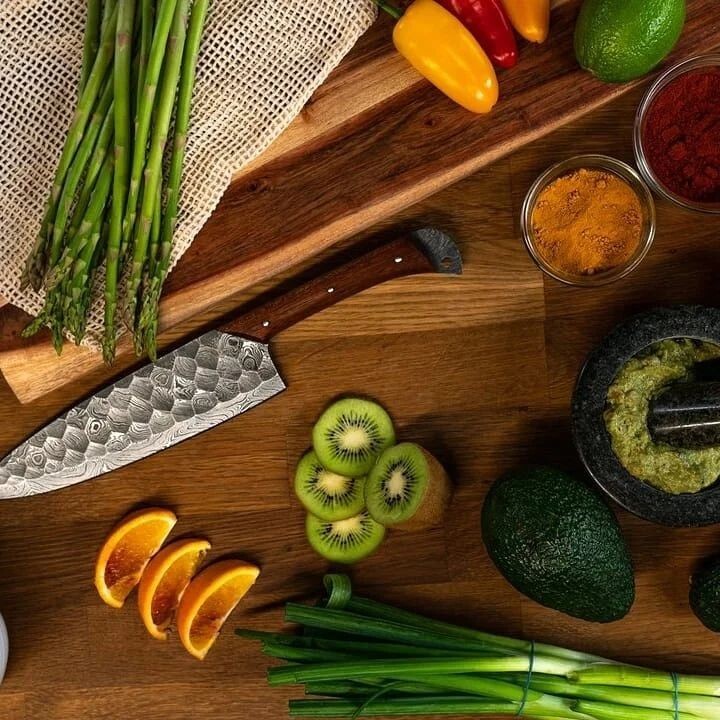 CUSTOM HANDMADE CHEF KNIFE KITCHEN SET -Gift knives Set with leather bag