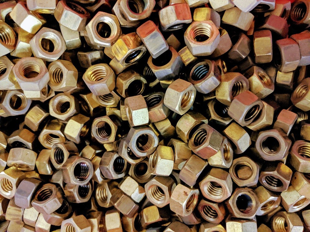 3/8-16 BRASS HEX NUT 10 EACH