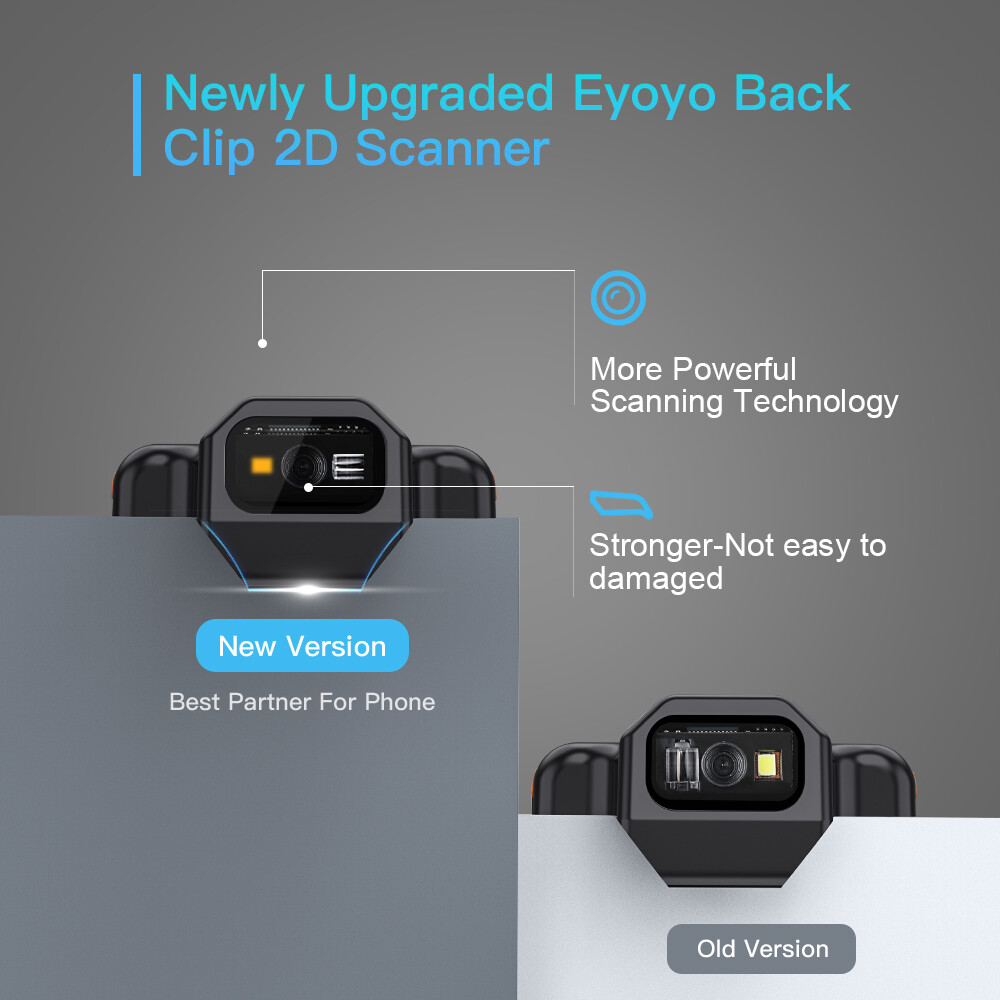 Eyoyo 2D QR Bluetooth Barcode Scanner Bar Code Reader Back Clip Cover Scanner