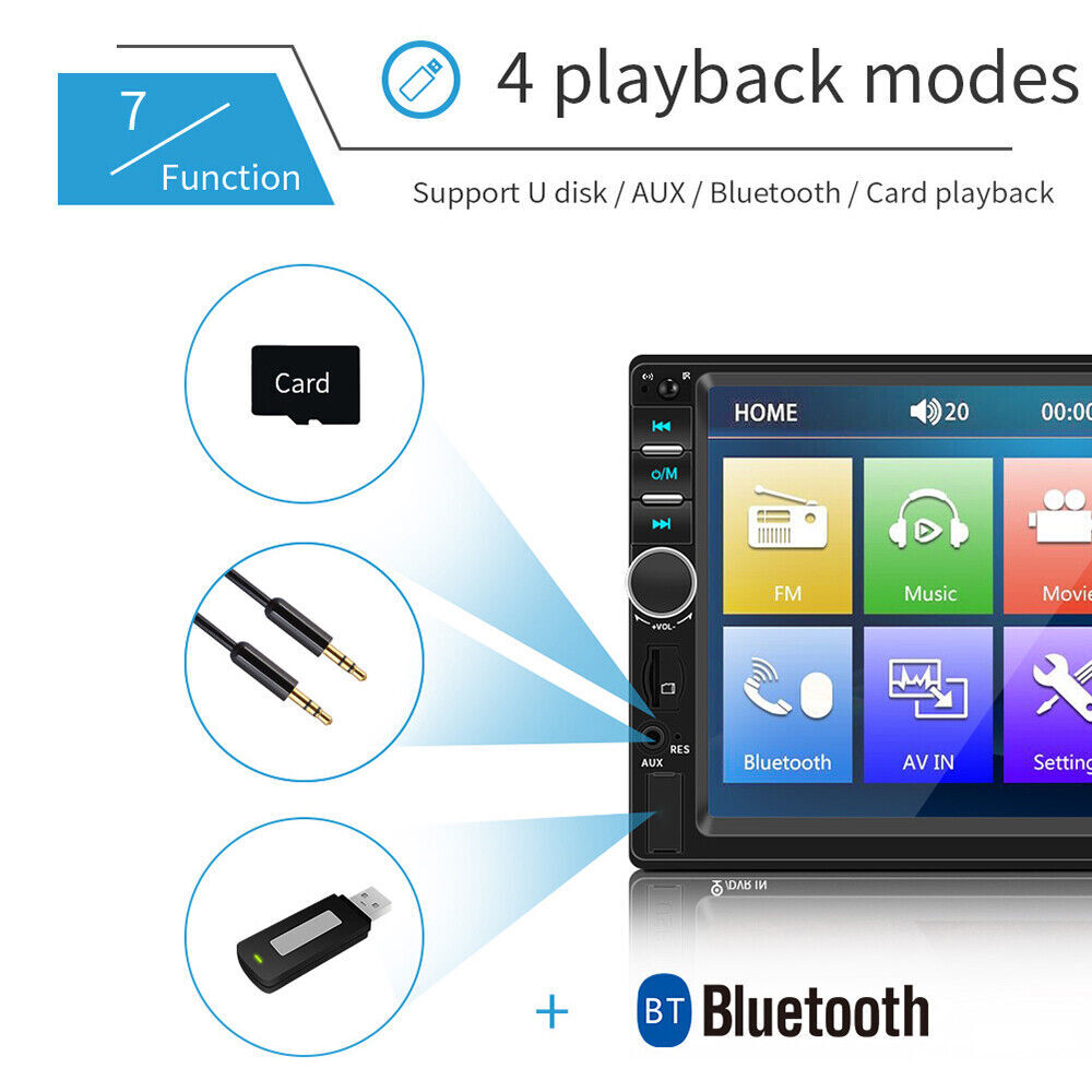 7" Double 2Din Car Stereo Radio Apple/Android Car Bluetooth Player Touch Screen