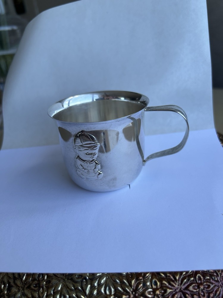 Vintage Silver 925 Child's Cup Embossed Boy Design