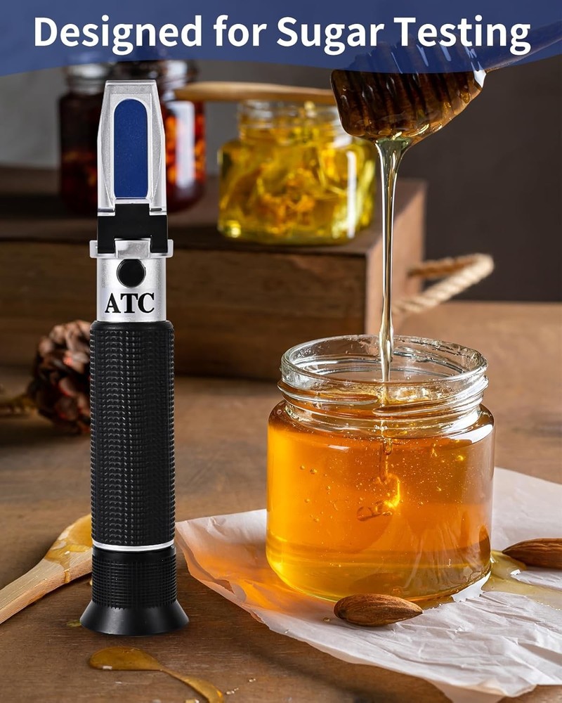 Brix Refractometer 0-90%, Brix Meter Refractometer with ATC, Accurate Refractome