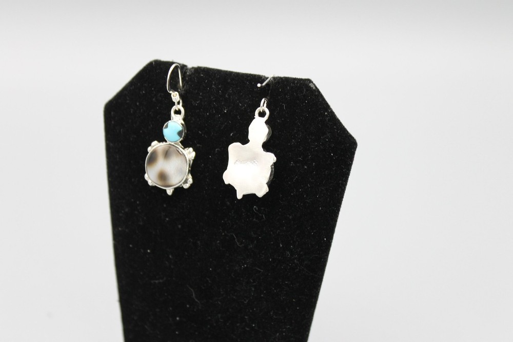 Sterling Silver and Multi-Stone Turtle Earrings