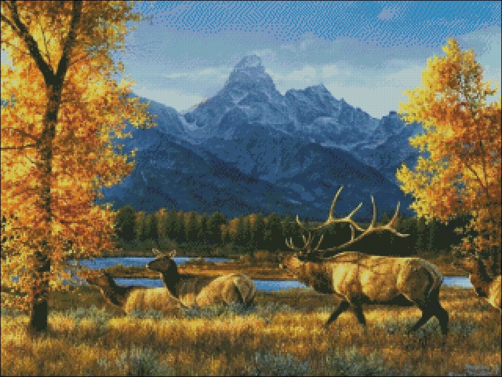 Teton Range - DIY Chart Counted Cross Stitch Patterns Needlework 14 ct Aida