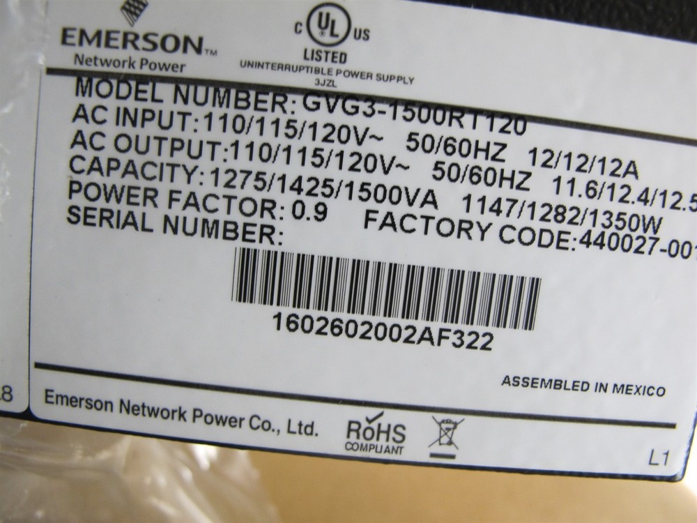 Liebert Network Power GXT3 AC Power System GVG3-1500RT120
