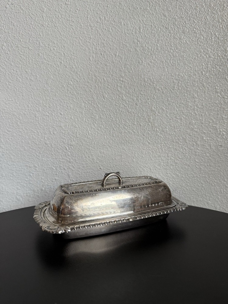 Vintage Silver Plated Butter Dish With Glass Insert