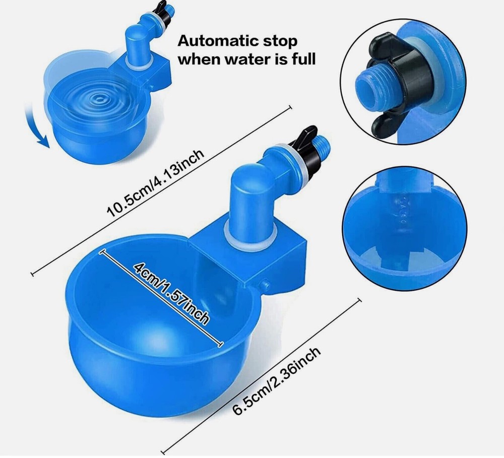 6 pack Automatic Water Cups Poultry Drinker Waterer Chicken Duck Quail Drinking
