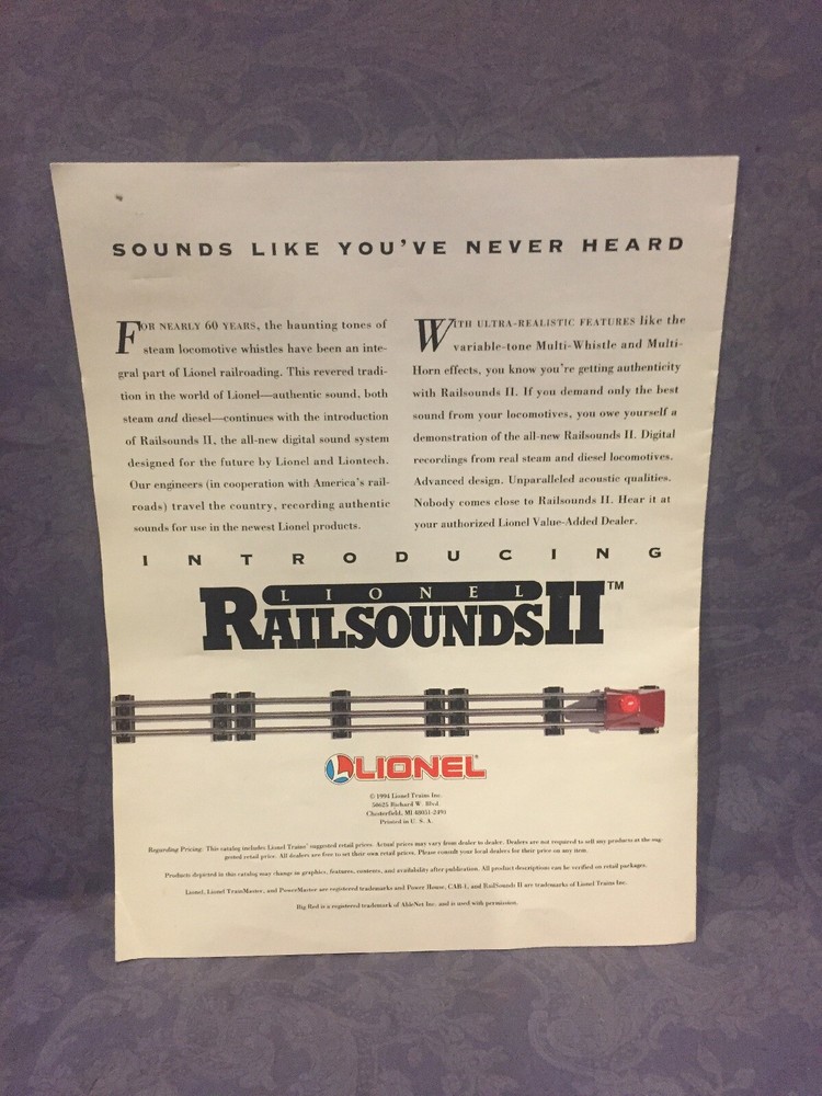 1994 Lionel Electric Trains Trainmaster Catalog