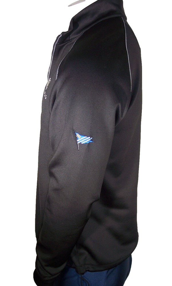 Greg Norman Med Black Poly/Spandex 1/4 Zip Pullover Barclays & Plainfield Logos