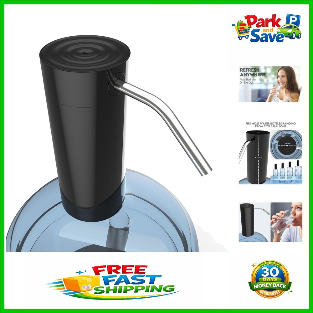 Rechargeable Electric Water Pump for 5 Gallon Bottles - Stylish Black Design