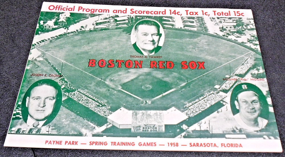 1958 BOSTON RED SOX PROGRAM SCORECARD /  PROGRAM SPRING TRAINING MLB BASEBALL!