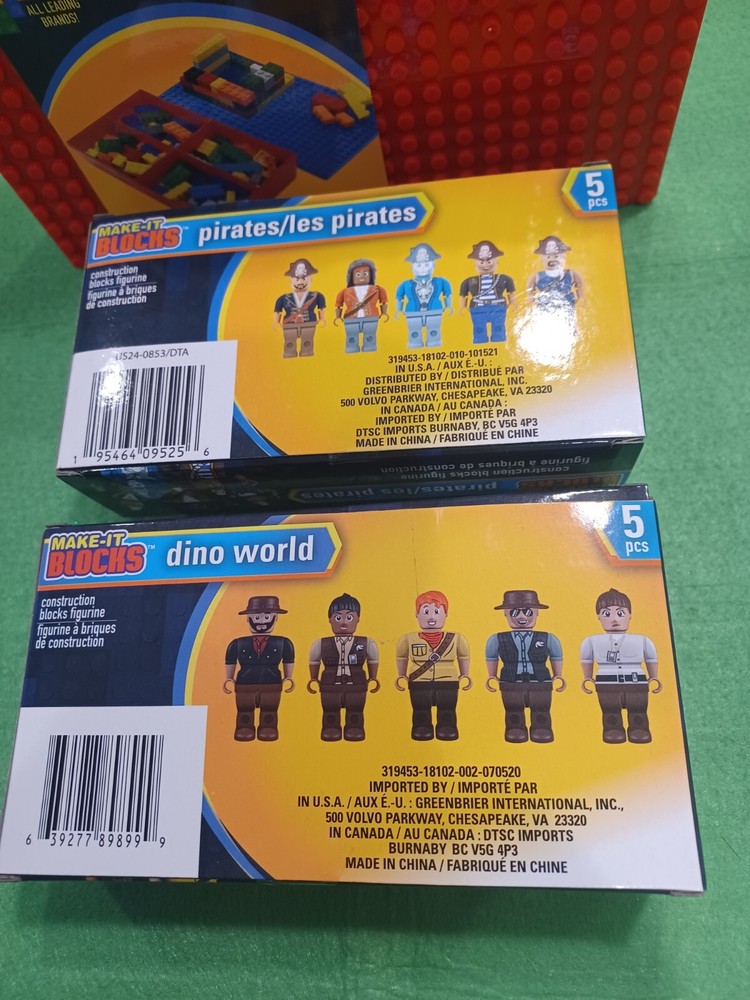 Make It Blocks Dino World,Pirates Mini Figures + empty Storage Case