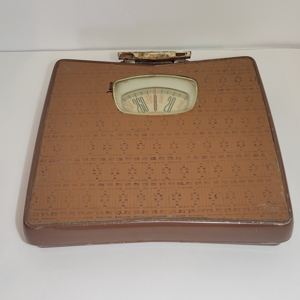 Vintage Bathroom Scale Auto Zero Detecto Works Brown W/ Handle