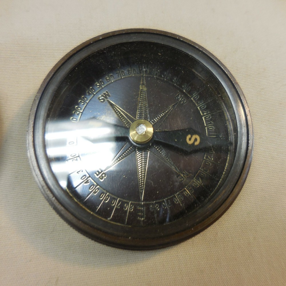 Antique Pirates Skull Horror Compass With Leather Case