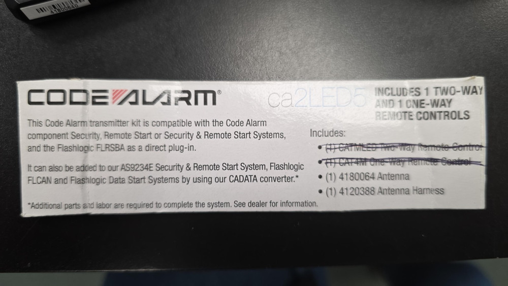 Code Alarm CA2LED5E 2 WAY LED RF KIT ANTENNA & HARNESS ONLY!