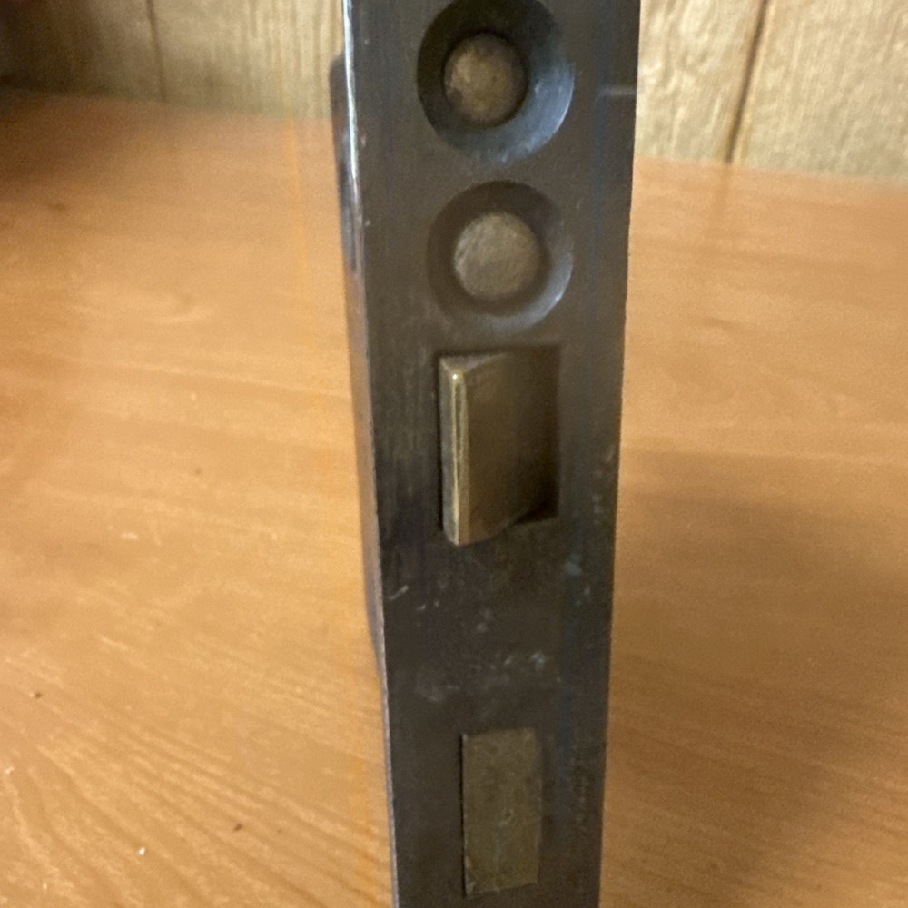 Vintage Mortise Door Lock with Latch, Dead Bolt & Solid Brass Faceplate